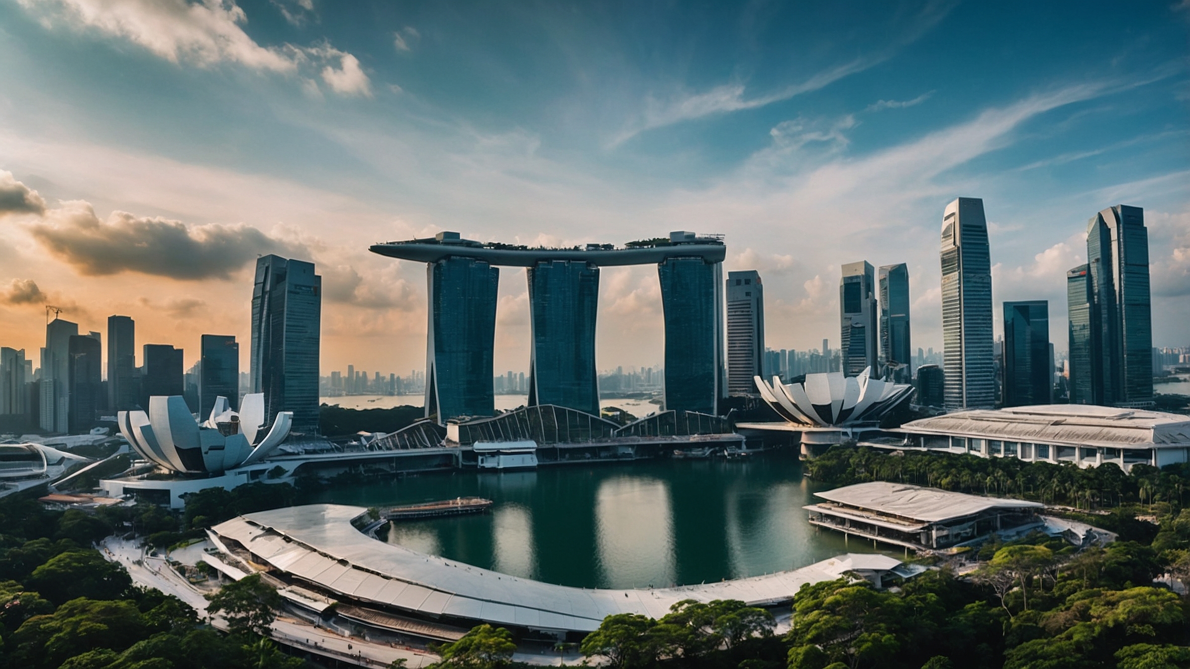 UHNWI und Diversifizierung. Skyline von Singapur.